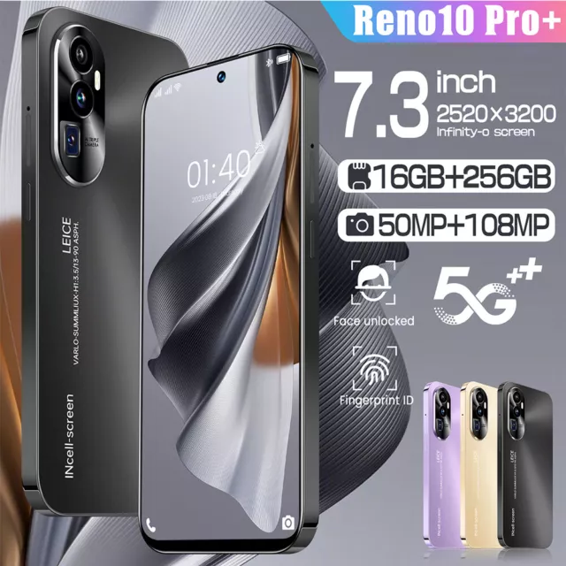 Reno10 Pro+ Unlocked Smartphone 7.3" 16GB+256GB Android Factory Mobile Phone Hot