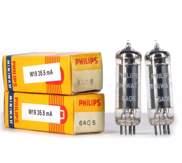 MATCHED PAIR 6AQ5/EL90 PHILIPS NOS ITALY Tube Röhre Lampe 진공관 真空管 电子管 Valve