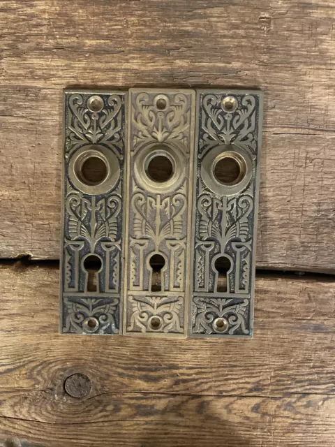 🏅THREE Antique Back Plates, Victorian, Neo Grec, Eastlake, Door Hardware Ornate