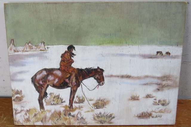Vintage Native American Wood Carving/Burning/Painting 16inx12in L. Rollins