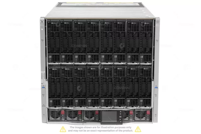 HPE C7000 16x BL460c Gen9 32x Xeon E5-2680 V4 512 GB RAM Rails