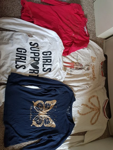 5 x GIRLS LONG SLEEVED TOPS BUNDLE JOB LOT AGE 8 9 YEARS