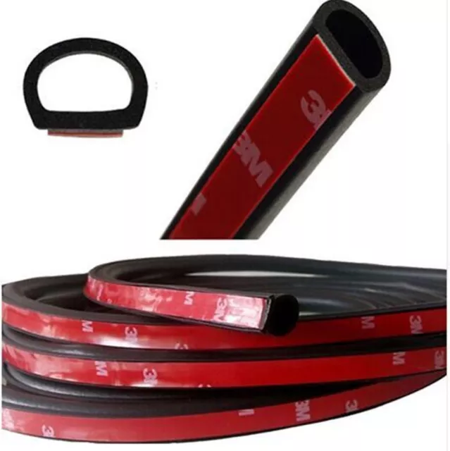 3M Adhesive Car D Type Rubber Edge Seal Hollow Door Weather Strip Sealings 157"