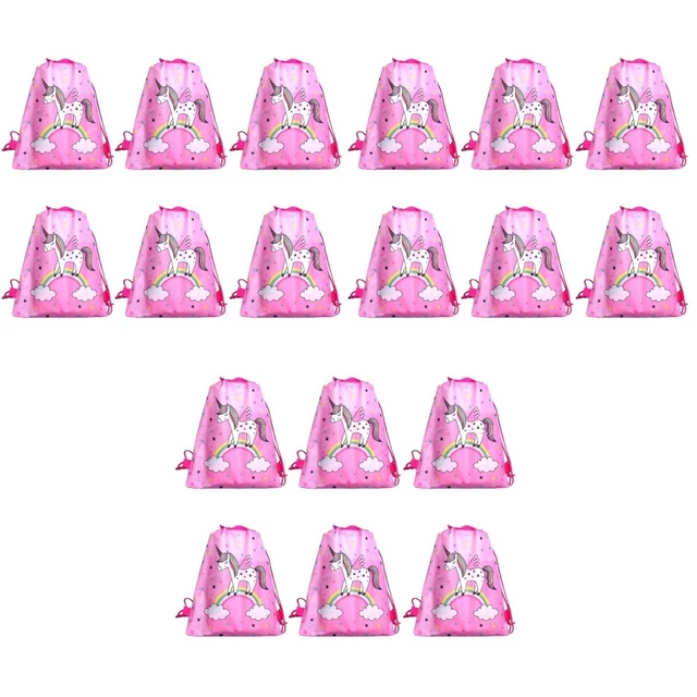 18 PCS Drawstring Bag Shopping Bag Kids Back Pack Cartoon Backpacks The Flowers