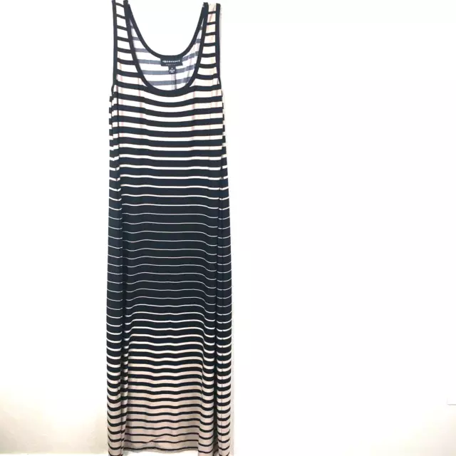 Connected Apparel Maxi Dress Womens 16 Black Brown Striped Ombre Slinky Knit