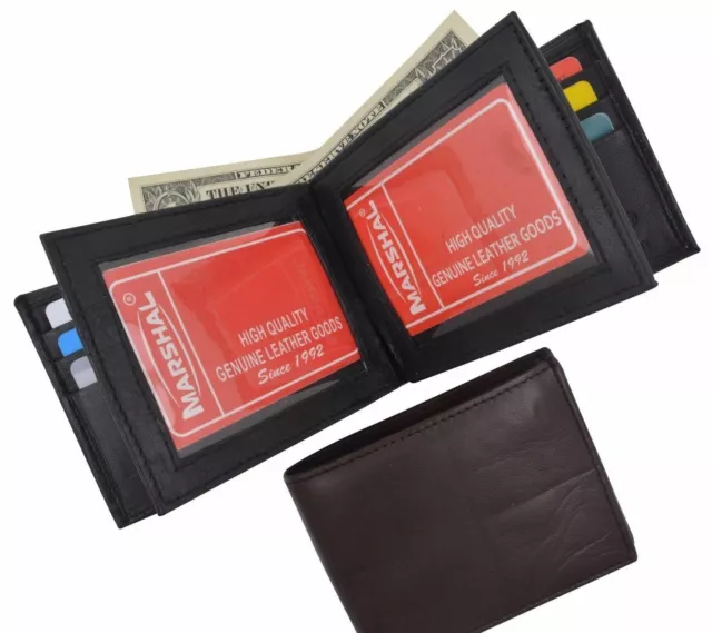 Men's Genuine Lamb Leather Multi Credit Card Holder 2 Flaps ID Bifold Wallet