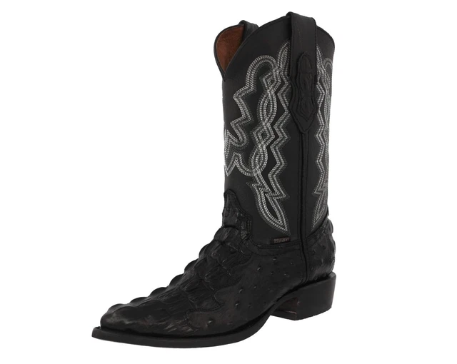 MENS WESTERN COWBOY Boots Black Alligator Ostrich Print Leather Botas