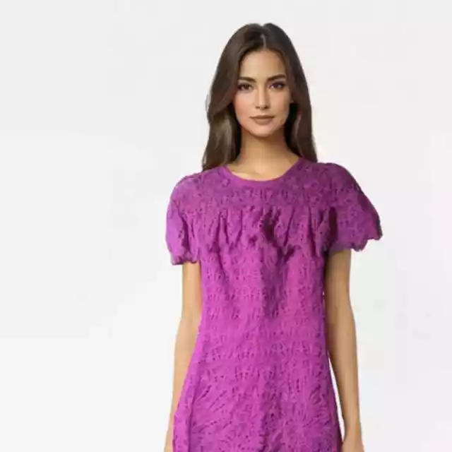 TRINA TURK Lace off shoulder ruffle midi dress Women's Size 6 in Purple