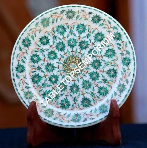 Placa de mármol redonda de 6 ", mosaico de malaquita con incrustaciones de...