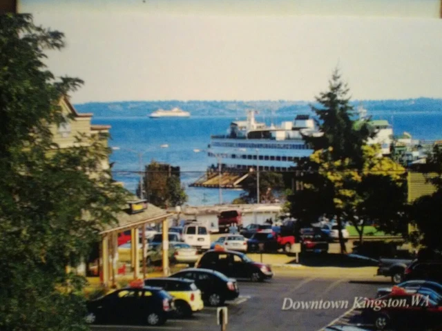 Amazing Post Card Aerial View Over Kingston Wa Jumbo Class Wa State Ferries.