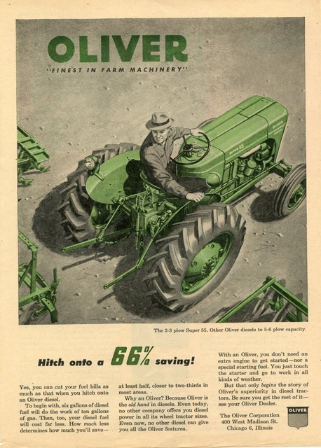 1953 Oliver Diesel Tractor Ad