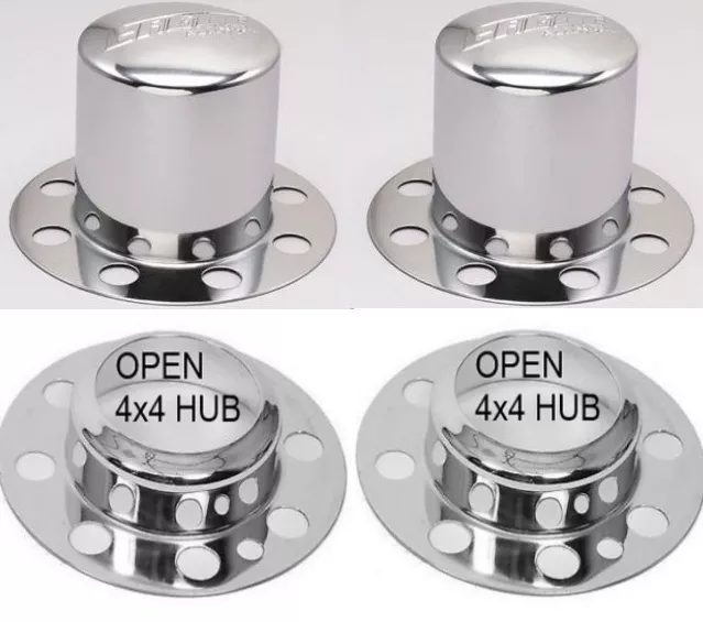 4x4 SET OF 4 DUALLY 8 LUG EAGLE ALLOYS WHEEL CENTER CAPS 3109 3108 OPEN CHROME