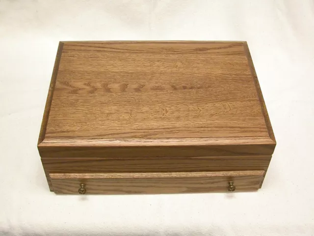 $400 Dos cajones Resistencia Acabado de Roble Madera Plateado Vajilla Cofre