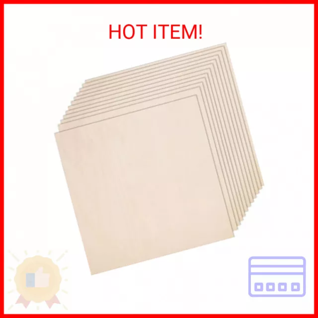 12 Pack 12 x 12 x 1/16 Inch-2 mm Thick Basswood Sheets for Crafts