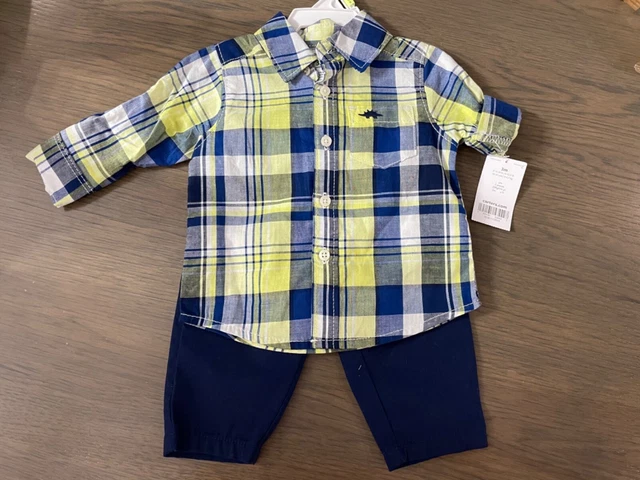Carter’s Baby Boy 3months Shirt Pants Set 2pcs Dinosaur Green Navy 