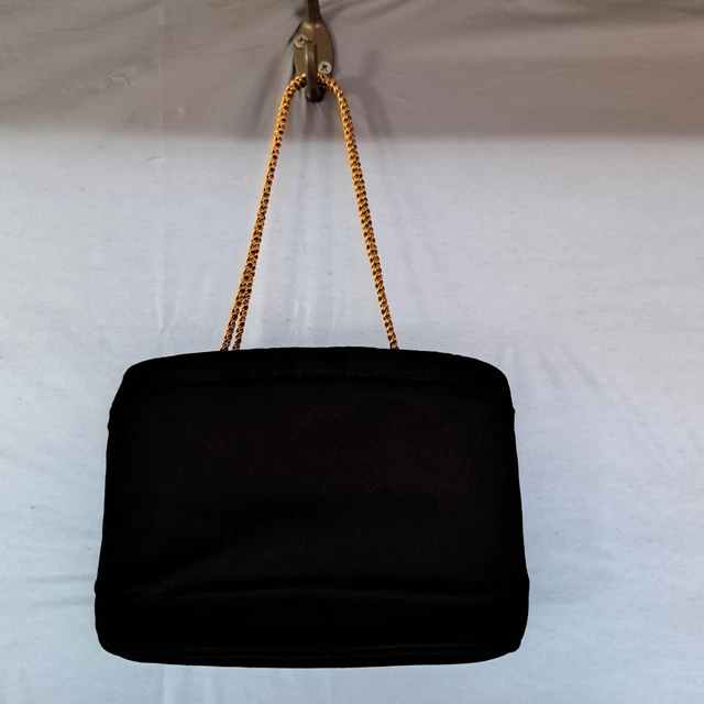 Vintage Rosenfeld Twifaille Satin Handbag Evening Goltone Chain Straps Hardware