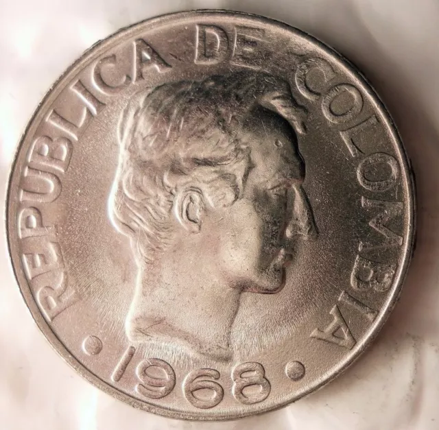 1968 COLOMBIA 50 CENTAVOS - AU - Large Coin - BARGAIN BIN #CCC