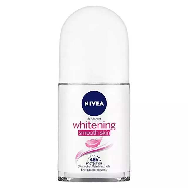 NIVEA Whitening Smooth Skin Desodorante Roll On para Mujer, 50 ml