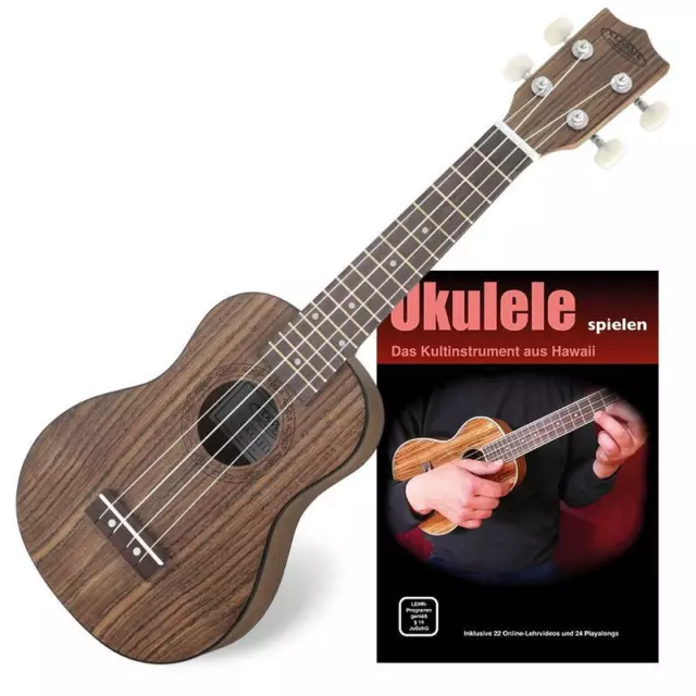 Soprano Ukulele Guitare Uke Bois de Noyer 4 Nylon Cordes 21 Inch pour Debutants