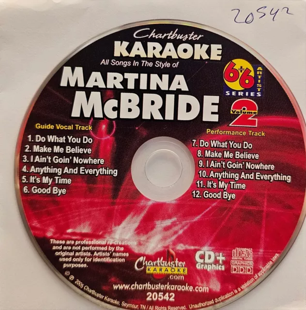 20542 Martina Mcbride       Chartbuster   Karaoke Cdg Disc