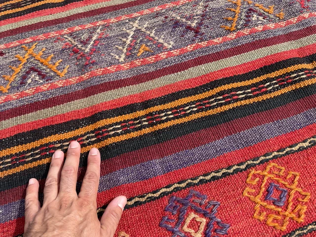 5x10 VINTAGE RUNNER RUG HANDMADE kilim WOOL colorful oriental long wide 5x11 ft
