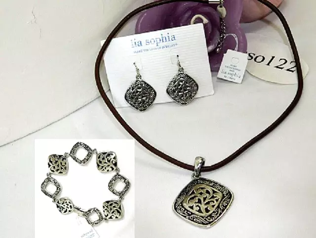 Beautiful Lia Sophia "SHERIDAN" Necklace, Earrings & Bracelet, Rare 3PC Set, NWT