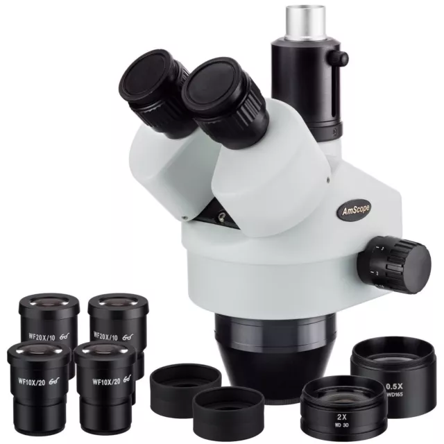 AmScope 3.5X-180X Trinocular Zoom Stereo Microscope Head Super Widefield Optics