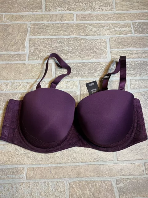 TORRID 42DD BRA Purple Lace Strapless Removable Straps NWT Push Up