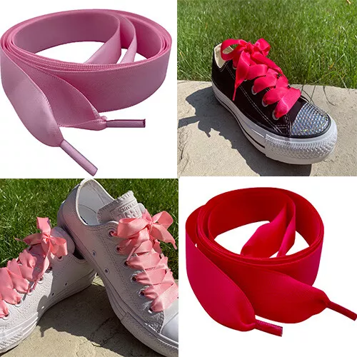 Pink Ribbon Shoe Laces with Aglets for Kids & Women's Trainers