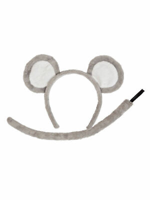 Grey Mouse Ears and Tail Set Adult And Child Fancy Dress Animal Accessory