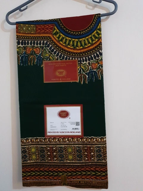 Tissu Africain Vlisco Java - Tenue/ensemble Femme - Taille Unique - Vert - Neuf Avec étiquettes