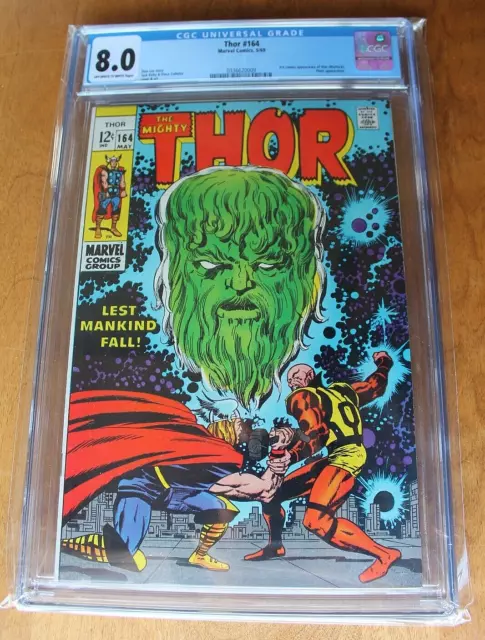 1969 The Mighty Thor #164 CGC Graded 8.0 Marvel Comic Book FREE SHIPPING! (G5)