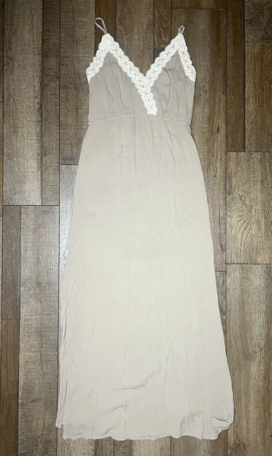 Umgee Empire Waist Maxi Dress Size Medium Light Cocoa Brown/Tan Adjustable Strap