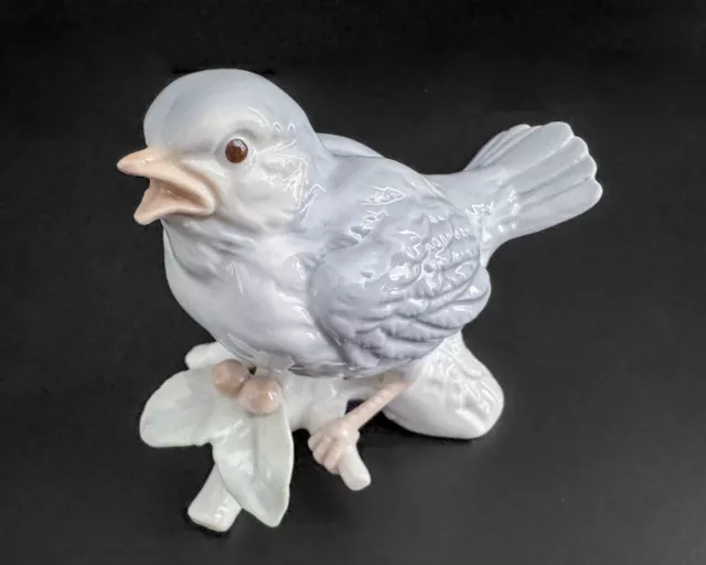 Otagiri 3.25" Vtg Gray Blue Bird on a Branch Porcelain Ceramic Figurine