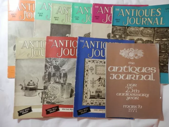 The Antiques Journal Magazine 1953 + 1971 25th Anniversary Issue - 10 Issues