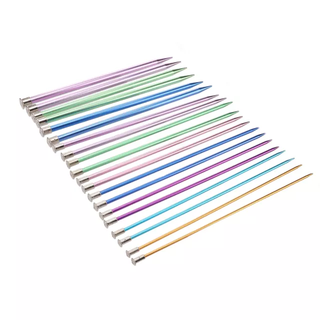 10in Knitting Needles Set Single Pointed 25cm Colored Ultra Light Various Sizes