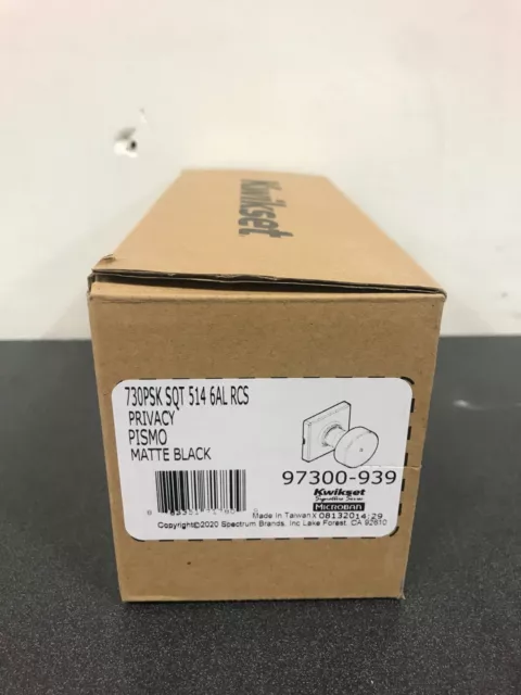 Kwikset Pismo Square Matte Black Bed/Bath Door Knob-730PSK SQT 514