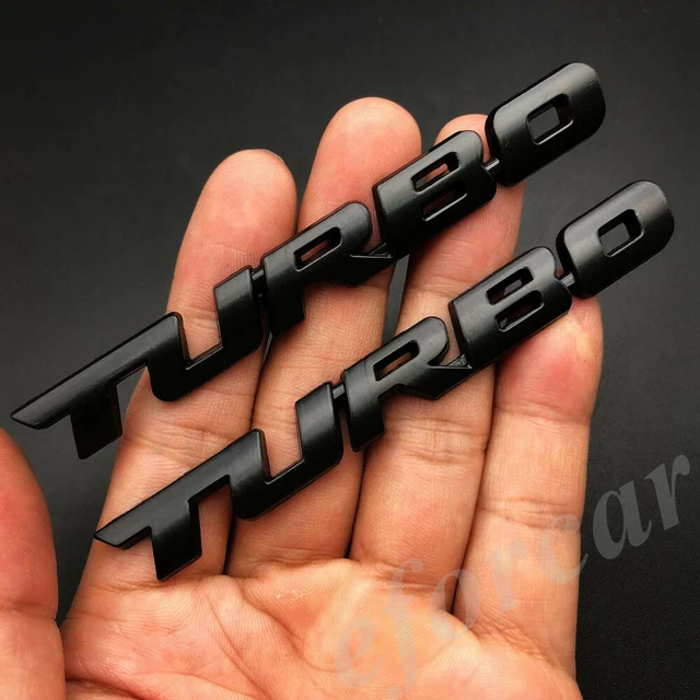 2pcs 3D Small Black Metal Turbo Emblems Fender Badge Car Truck Decal Sticker