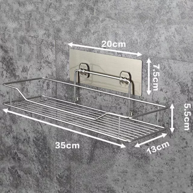 Stainless Steel Non Rust Bathroom Shower Storage Shelf Suction Basket Tidy Caddy