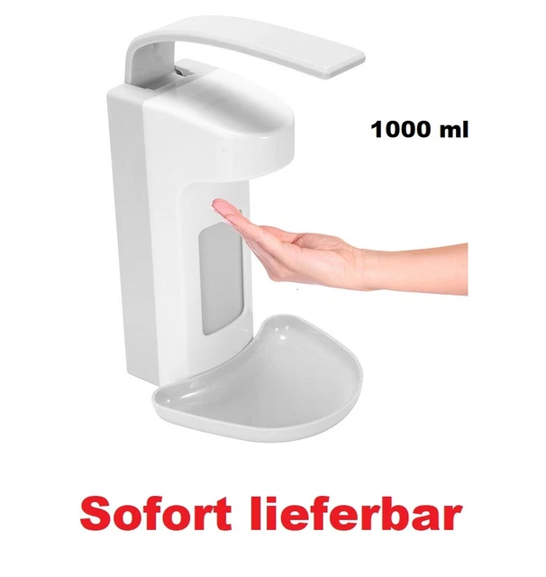 2 x Eurospender, 1000 ml, Tropfschale, Armhebel, Desinfektionsmittel, Seife, Wandbefestigung, Hygienespender, weiß 2 x Eurospender, 1000 ml, Tropfschale, Armhebel, Desinfektionsmittel, Seife, Wandbefestigung, Hygienespender, weiß