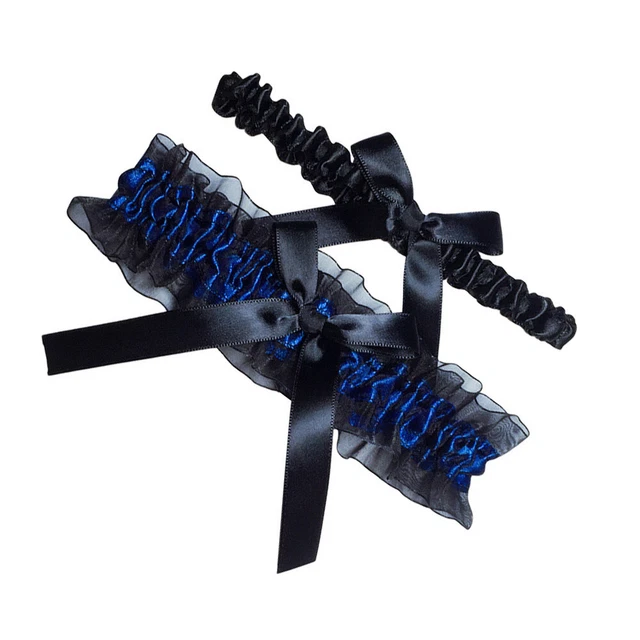 Sposa città portamatrimonio elegante fiocco gamba 1 set (nero, blu)