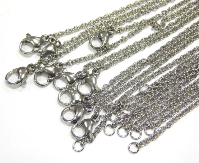 Cadena de acero inoxidable con mosquetón cadena de joyería plata GNL 50 cm de espesor 2 mm cadena M426