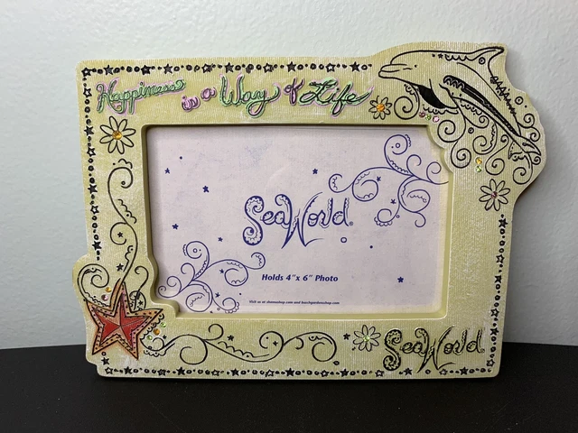 Sea World “Happiness is a Way of Life” Picture Frame 4x6 Dolphin Starfish Memory