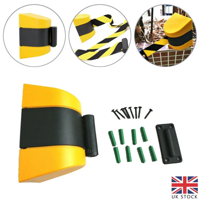 10m Retractable Warning Sign Belt Barrier Tape Security Safety Crowd Control Kit