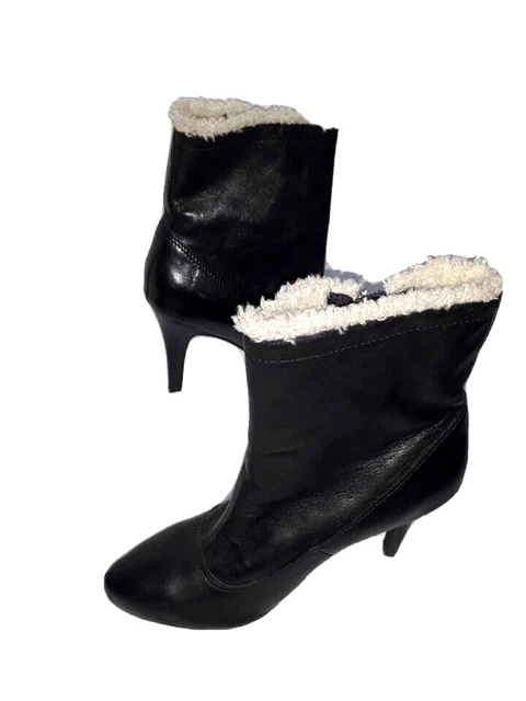 ⭐CAFE' NOIR⭐Femme Bottines Noir Haut Talon Rembourrè Boots Botas Pointure 38