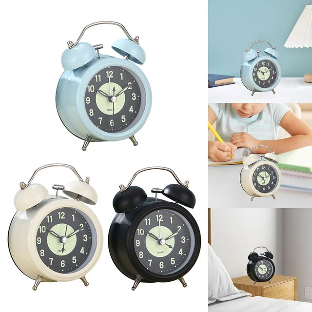 Réveil Analogique Vintage Sans Tic-Tac - Réveil Matin Quartz - Horloge De Chevet Rétro - Pile AA