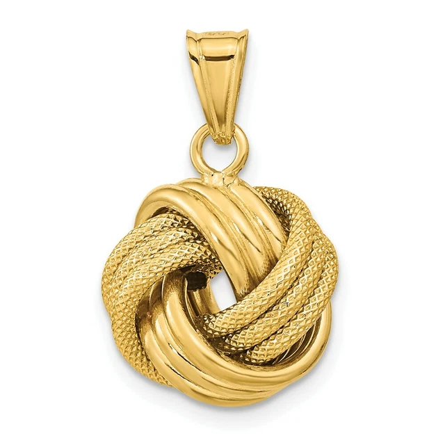 14k Yellow Gold Love Knot Pendant Charm Fine Jewelry Women Gifts Her