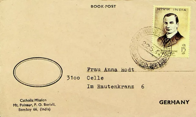 Indischem 1964 15np Dr.W Haffkine Auf Book-Post Abdeckung Von Bombay Sich Celle