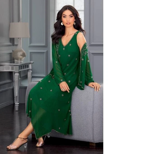Sz XL Midnight Velvet Green Fomal Mother of the Bride Brigid Beaded Jacket Dress