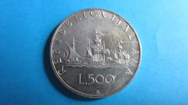 Italy Silver 500 Lire Caravelle 1960 IN XF